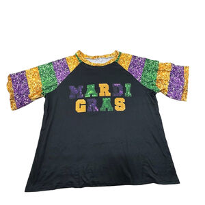 Women's Black Short Sleeve Mardi Gras Tee Size 3XL #260399